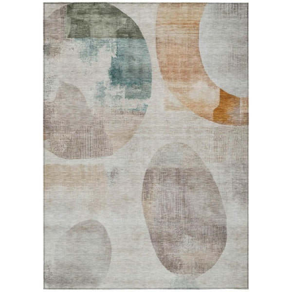 HomeRoots 10 X 14 Ivory Silver Geometric Polyester Area Rug Washable Indoor Outdoor Patio 742678