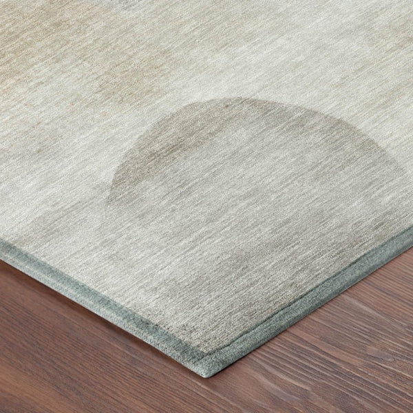 10 X 14 Ivory Silver Geometric Polyester Area Rug Washable Indoor Outdoor Patio