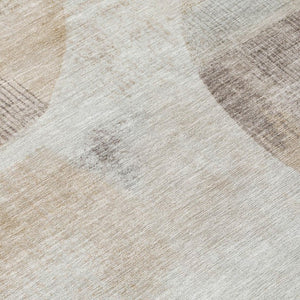 10 X 14 Ivory Silver Geometric Polyester Area Rug Washable Indoor Outdoor Patio