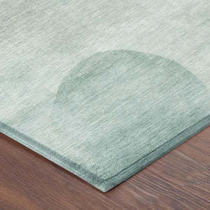 8 X 10 Teal Silver Geometric Polyester Indoor Outdoor Rug Stain Resistant Easy Care