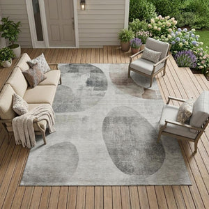 9 X 12 Taupe Brown Geometric Polyester Area Rug Stain Resistant Indoor Outdoor