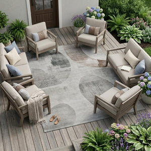 10 Ft X 14 Ft Taupe Brown Geometric Polyester Washable Indoor Outdoor Area Rug
