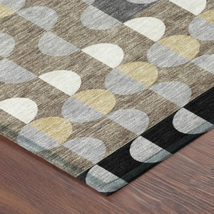 9 X 12 Black Silver Geometric Polyester Area Rug for Indoor Outdoor Spaces