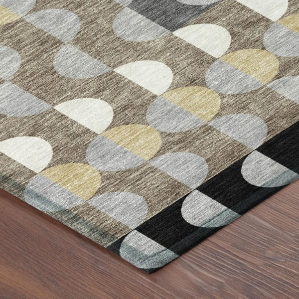 9 X 12 Black Silver Geometric Polyester Area Rug for Indoor Outdoor Spaces
