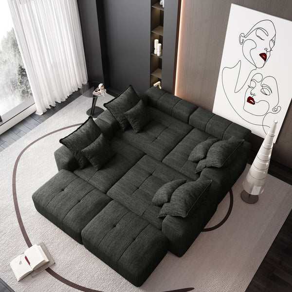 English Elm Modern Oversized Modular Sectional Sofa - Plush Chenille, 8 Pillows, No Assembly, Stylish Comfort! W1885S00070