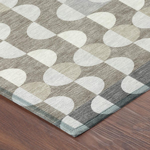 5x8 Gray Silver Geometric Polyester Area Rug Washable Stain Resistant Indoor Outdoor