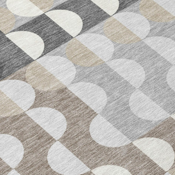 9 X 12 Geometric Polyester Area Rug Washable Indoor Outdoor Gray Silver Accent