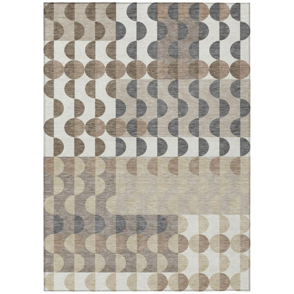 HomeRoots 9 X 12 Ivory Beige Geometric Polyester Area Rug Washable Stain Resistant Indoor Outdoor 742719