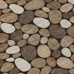 8 Ft X 10 Ft Brown Geometric Polyester Area Rug Washable Stain Resistant Patio