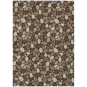 HomeRoots 9 X 12 Brown Geometric Polyester Area Rug Stain Resistant Indoor Outdoor Patio 742749