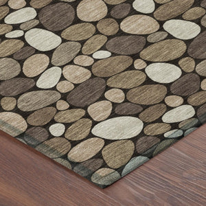 9 X 12 Brown Geometric Polyester Area Rug Stain Resistant Indoor Outdoor Patio
