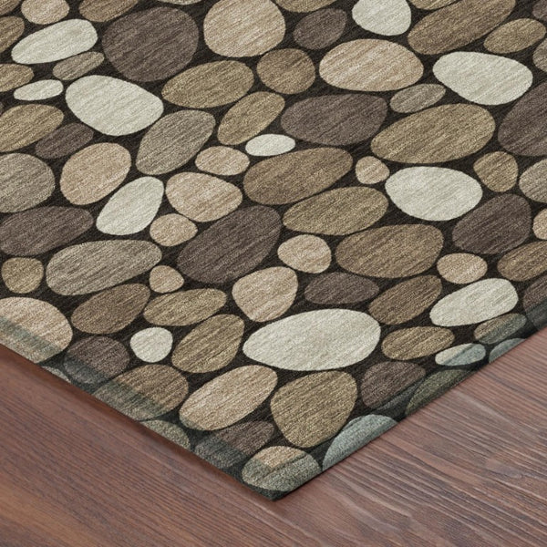 9 X 12 Brown Geometric Polyester Area Rug Stain Resistant Indoor Outdoor Patio