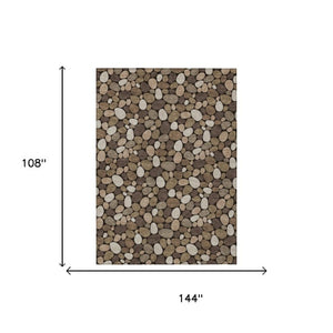 9 X 12 Brown Geometric Polyester Area Rug Stain Resistant Indoor Outdoor Patio