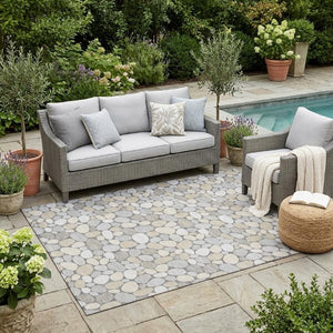 5 X 8 Gray Silver Geometric Polyester Area Rug Washable for Indoor Outdoor Use