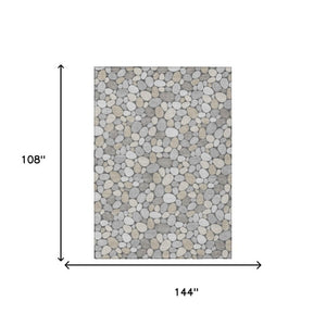 9 X 12 Gray Silver Geometric Polyester Area Rug for Indoor Outdoor Living Spaces