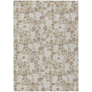 HomeRoots 9x12 Ivory Beige Geometric Polyester Area Rug Washable Stain Resistant Indoor Outdoor 742767