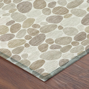 9x12 Ivory Beige Geometric Polyester Area Rug Washable Stain Resistant Indoor Outdoor