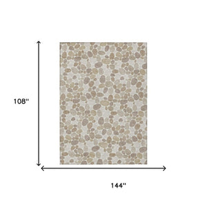 9x12 Ivory Beige Geometric Polyester Area Rug Washable Stain Resistant Indoor Outdoor
