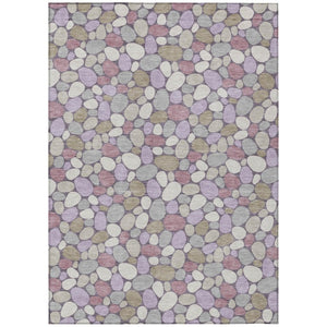 HomeRoots 5 X 8 Plum Purple Geometric Polyester Area Rug Washable Stain Resistant Indoor Outdoor 742782