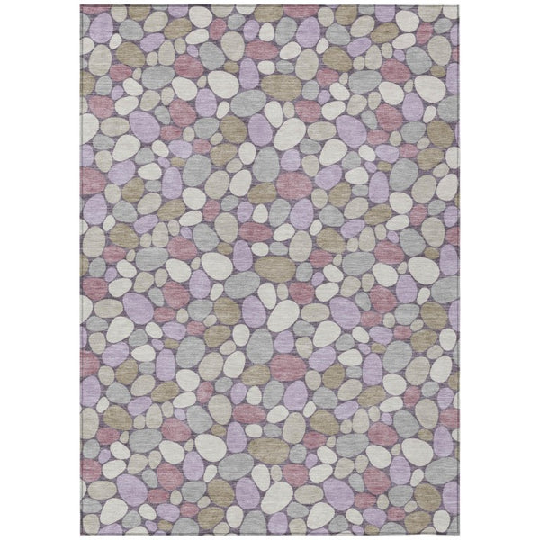 HomeRoots 5 X 8 Plum Purple Geometric Polyester Area Rug Washable Stain Resistant Indoor Outdoor 742782