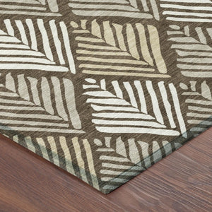 8 Ft Round Geometric Polyester Area Rug Washable for Patio Porch and High Traffic Rooms