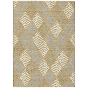 HomeRoots 8 Ft X 10 Ft Gold Beige Geometric Polyester Area Rug Washable for Patio or Living Room 742808