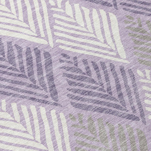 8 X 10 Lavender Purple Geometric Polyester Washable Rug for Patio or Living Room