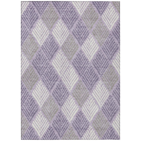 HomeRoots 10 X 14 Lavender Purple Geometric Polyester Washable Rug for Patio and Living Room 742816