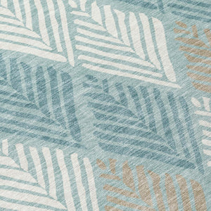 5x8 Teal Silver Geometric Polyester Area Rug Washable Stain Resistant Indoor Outdoor