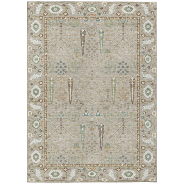 HomeRoots 10 X 14 Oriental Beige Brown Polyester Area Rug Washable for Indoor Outdoor Use 742834