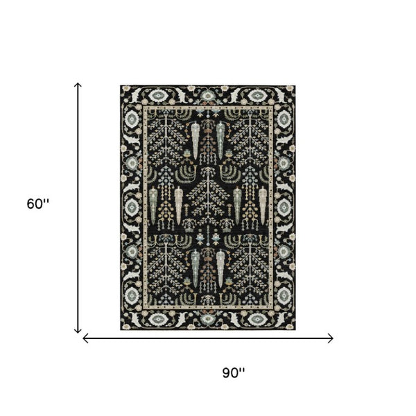 5x8 Oriental Polyester Area Rug Stain Resistant Washable for Indoor Outdoor Use