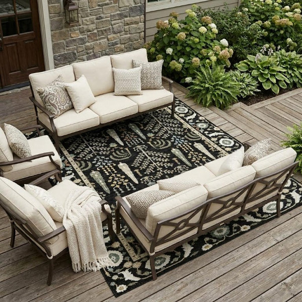 8 X 10 Oriental Polyester Area Rug Stain Resistant Indoor Outdoor Washable Design