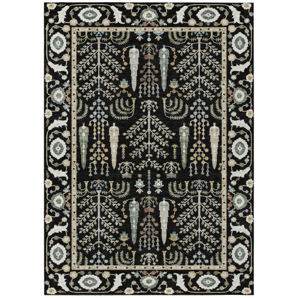 HomeRoots 8 X 10 Oriental Polyester Area Rug Stain Resistant Indoor Outdoor Washable Design 742838