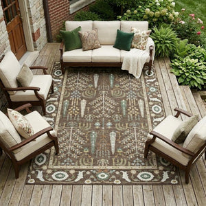 9 X 12 Oriental Polyester Area Rug Washable Indoor Outdoor for Patio and Living Room