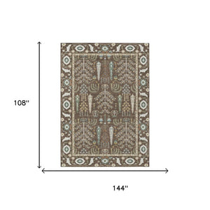9 X 12 Oriental Polyester Area Rug Washable Indoor Outdoor for Patio and Living Room