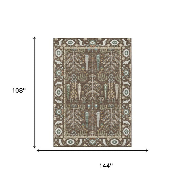 9 X 12 Oriental Polyester Area Rug Washable Indoor Outdoor for Patio and Living Room