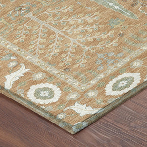 9 X 12 Copper Orange Oriental Polyester Area Rug Washable Stain Resistant Patio