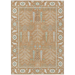 HomeRoots 10 X 14 Copper Orange Oriental Polyester Area Rug Washable Stain Resistant Indoor 742852