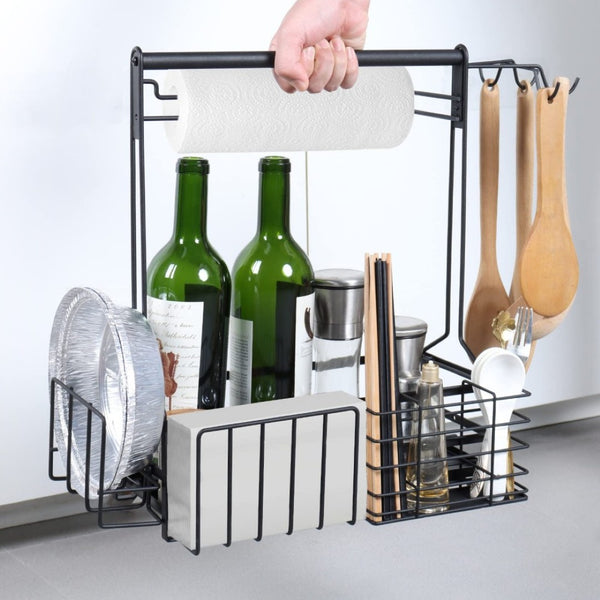 English Elm Outdoor Grill Station Caddy with Hooks Towel Holder Plate Storage for Cookouts W2181P481264