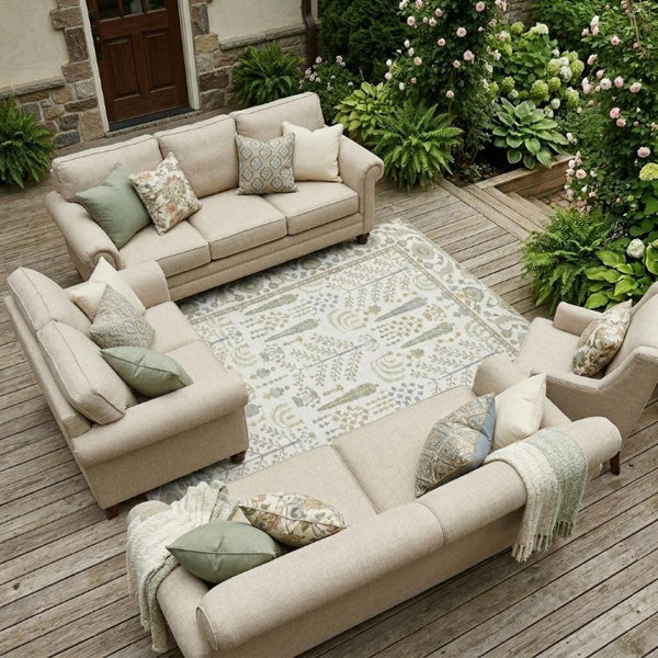 9x12 Ivory Beige Oriental Polyester Area Rug Washable Stain Resistant Indoor Outdoor