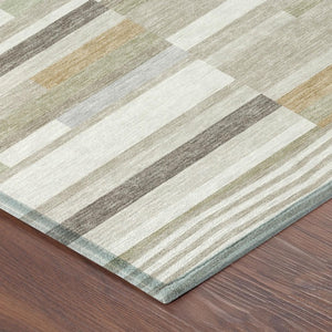 10 X 14 Striped Polyester Area Rug Washable for Indoor Outdoor Living Spaces