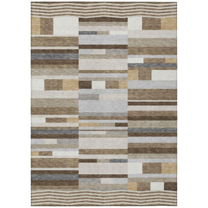 HomeRoots 5x8 Striped Polyester Area Rug Stain Resistant Washable for Patio and Living Room 742884