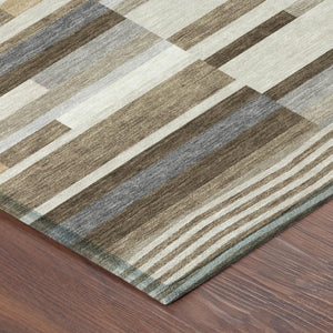 5x8 Striped Polyester Area Rug Stain Resistant Washable for Patio and Living Room