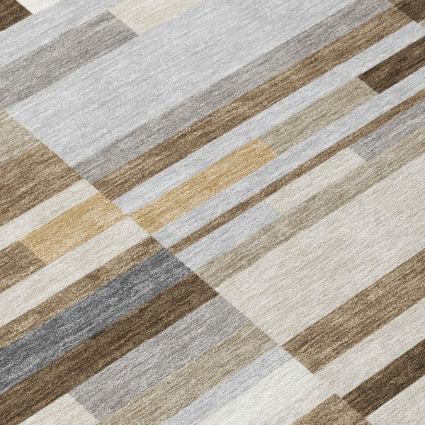 5x8 Striped Polyester Area Rug Stain Resistant Washable for Patio and Living Room