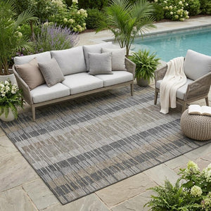 5 X 8 Washable Polyester Stripe Area Rug for Indoor Outdoor Living Spaces