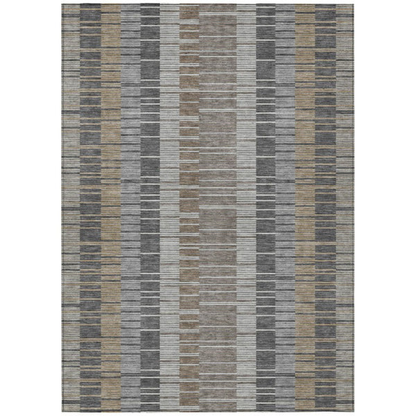 HomeRoots 5 X 8 Washable Polyester Stripe Area Rug for Indoor Outdoor Living Spaces 742914