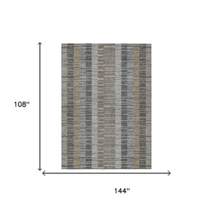 9 X 12 Striped Polyester Indoor Outdoor Rug Washable Stain Resistant Patio Living