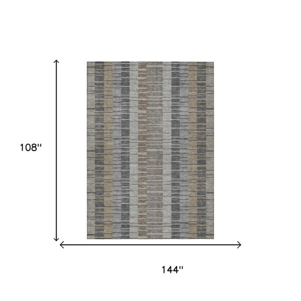 9 X 12 Striped Polyester Indoor Outdoor Rug Washable Stain Resistant Patio Living
