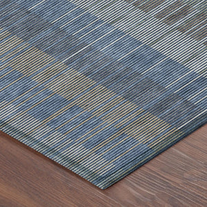8 X 10 Navy Striped Polyester Area Rug Washable Stain Resistant Indoor Outdoor