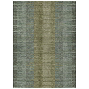 HomeRoots 5 X 8 Olive Striped Washable Polyester Area Rug for Indoor Outdoor Living Spaces 742926